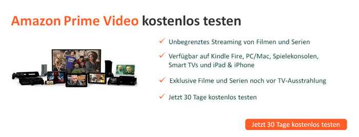 Amazon Prime Video 30 Tage kostenlos testen