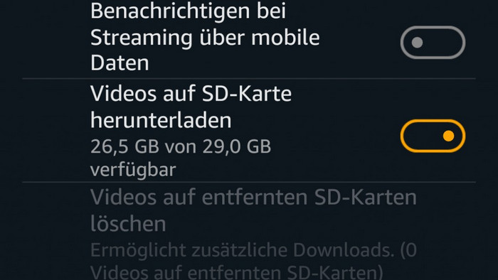 Prime Videos auf SD-Karte