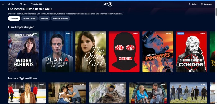 ARD-Mediathek Website