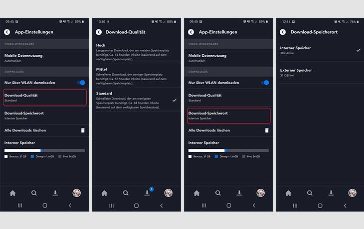 Disney Plus-App Einstellungen