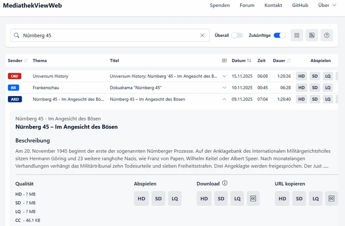 MediathekViewWeb Film herunterladen