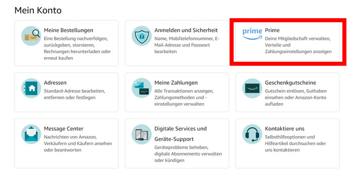 Mein Konto von Prime Video