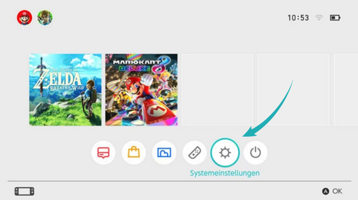 Systemeinstellungen auf Nintendo Switch aufrufen