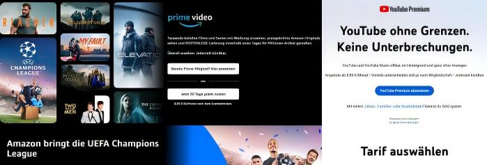 Prime Video und YouTube Premium gratis