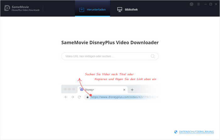 Hauptoberfläche von SameMovie Disney+ Video Downloader 