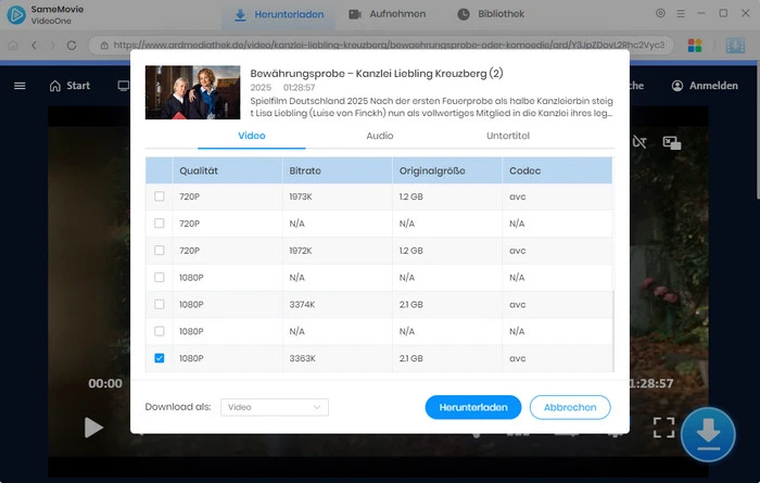 ARD Mediathek-Film wählen