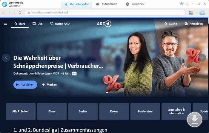 ARD Mediathek in SameMovie